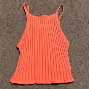 Coral ribbed crop top